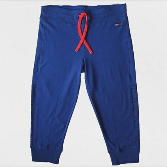 Tommy Hilfiger Sport Royal Blue Capri Joggers w/ Drawstring & Mesh Sides Sz M - Picture 15 of 15